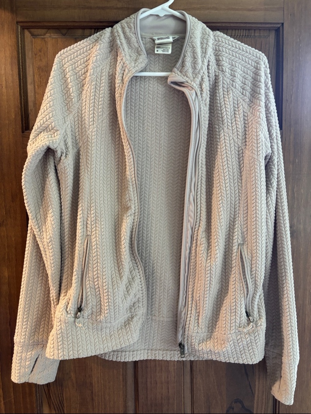 Avalanche Women's Light Beige Textured Full-Zip Jacket